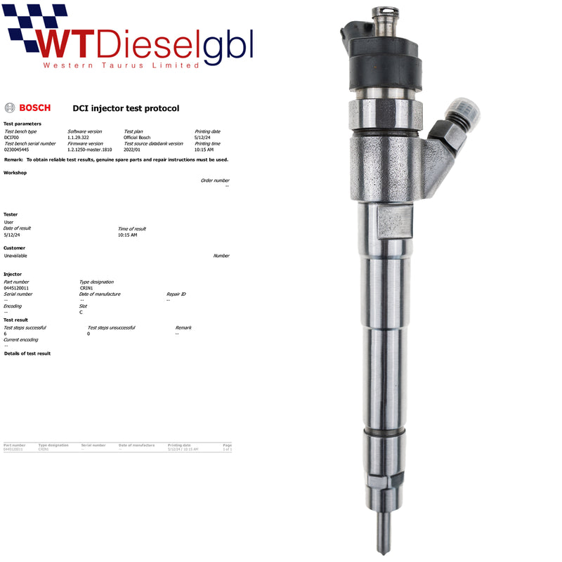 Bosch 0445120011 500371101 |2.3 JTD| Injecteur de carburant Fiat Iveco