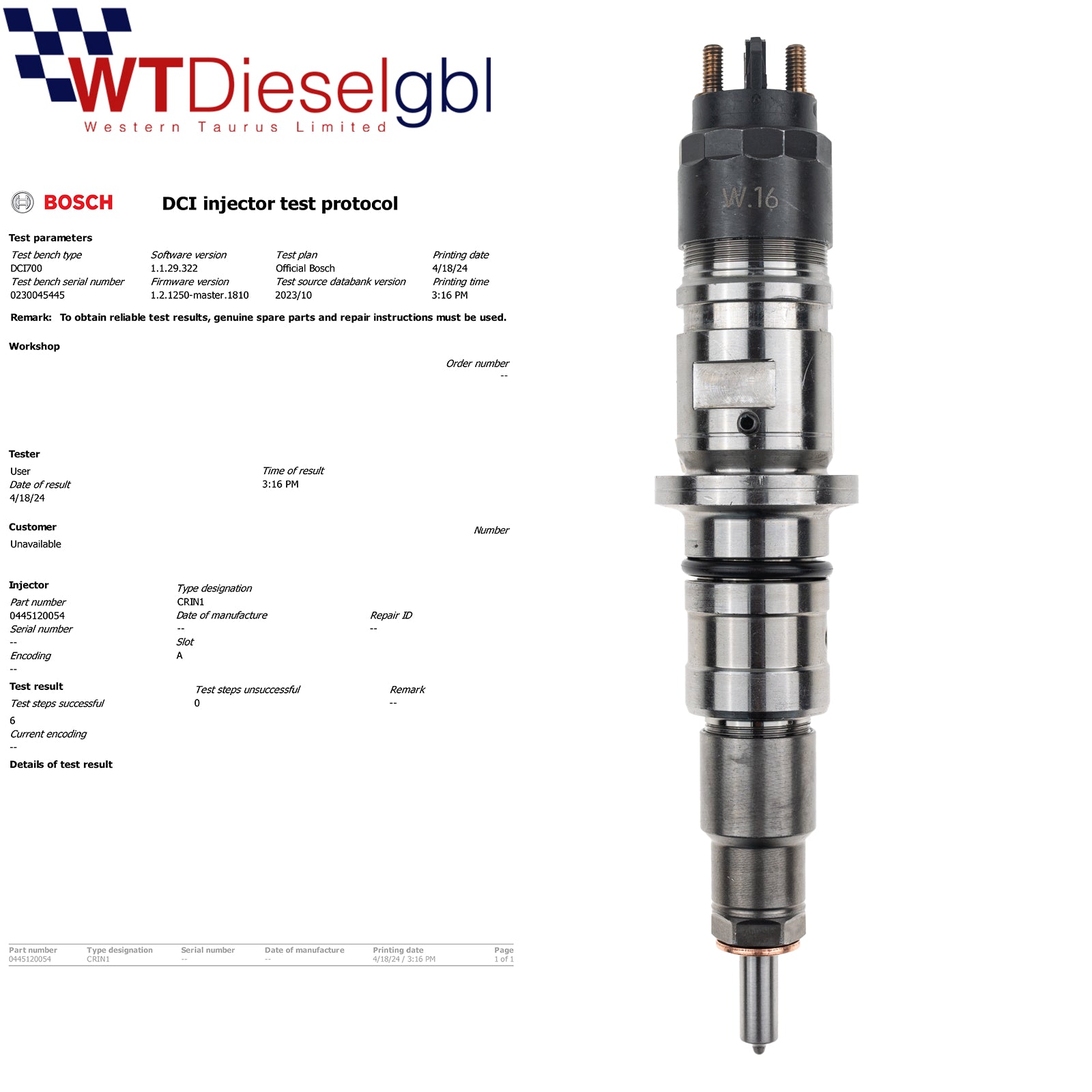 Bosch 0445120054 504091504 | Iveco Diesel Injector