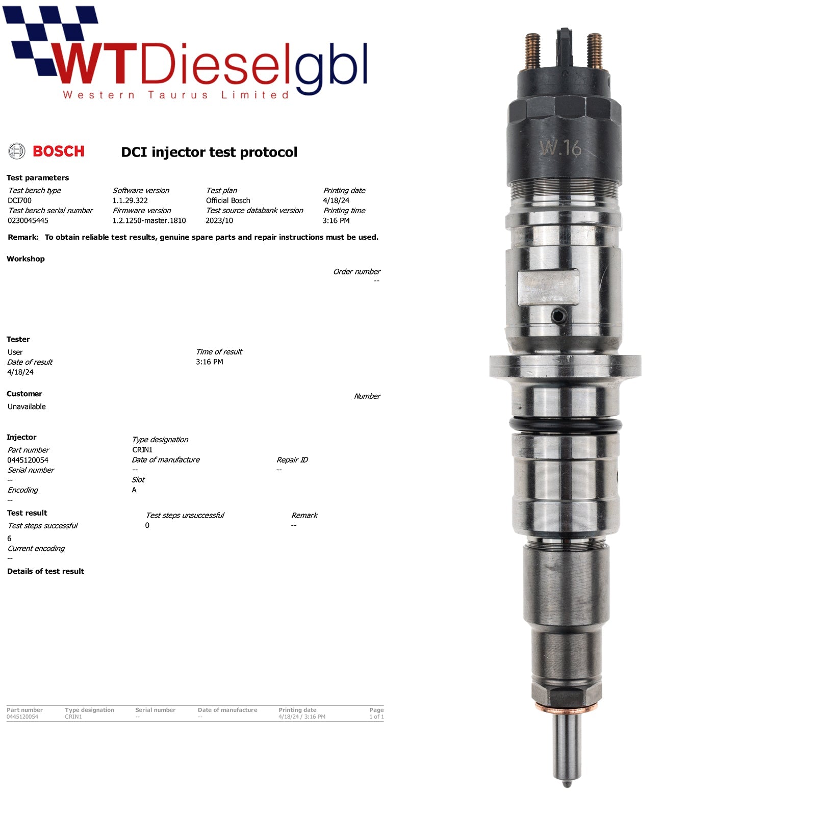X4 Bosch 0445120054 504091504 | Iveco Diesel Injector