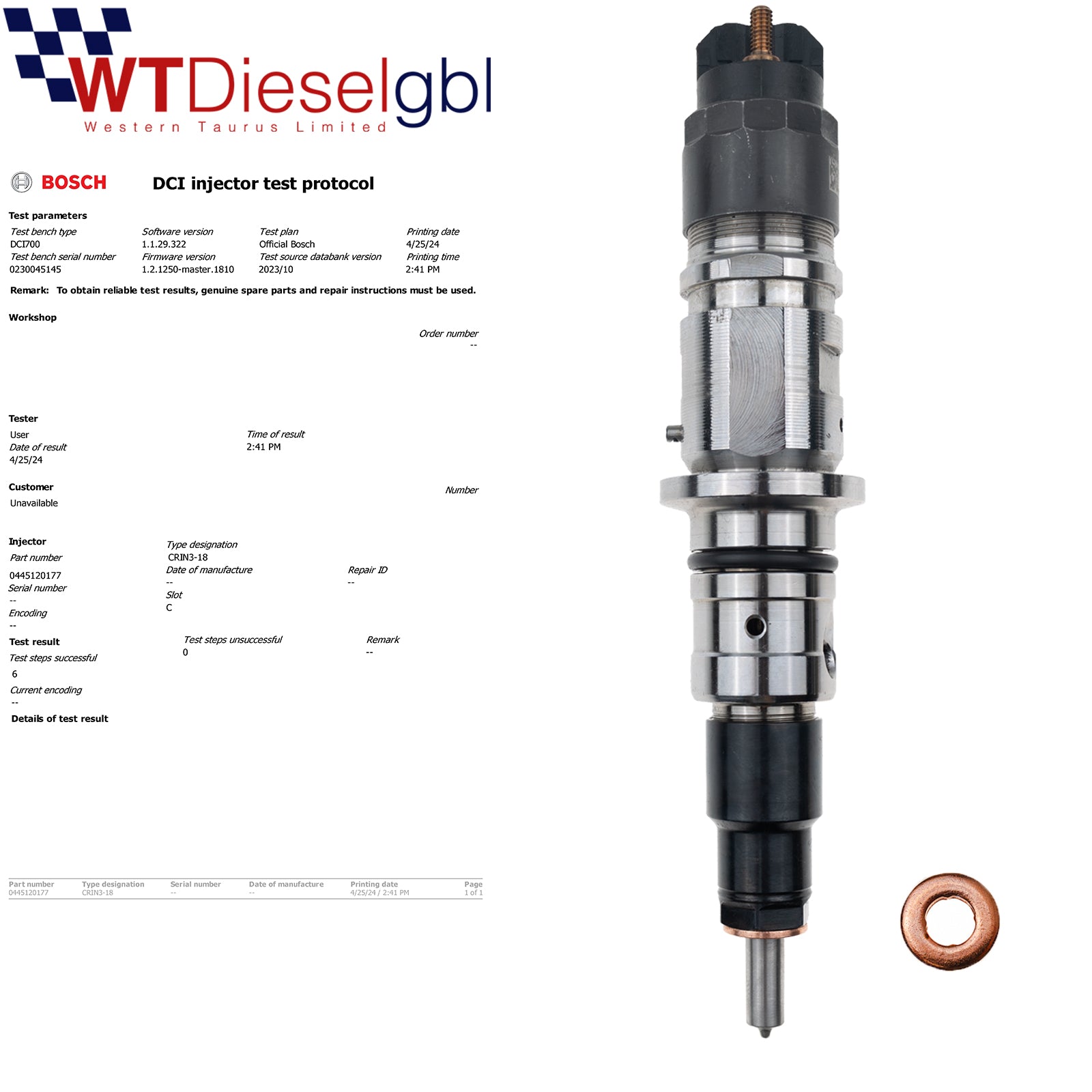 0445120177 0986435697 |4.5L| Iveco DAF Diesel Fuel Injector