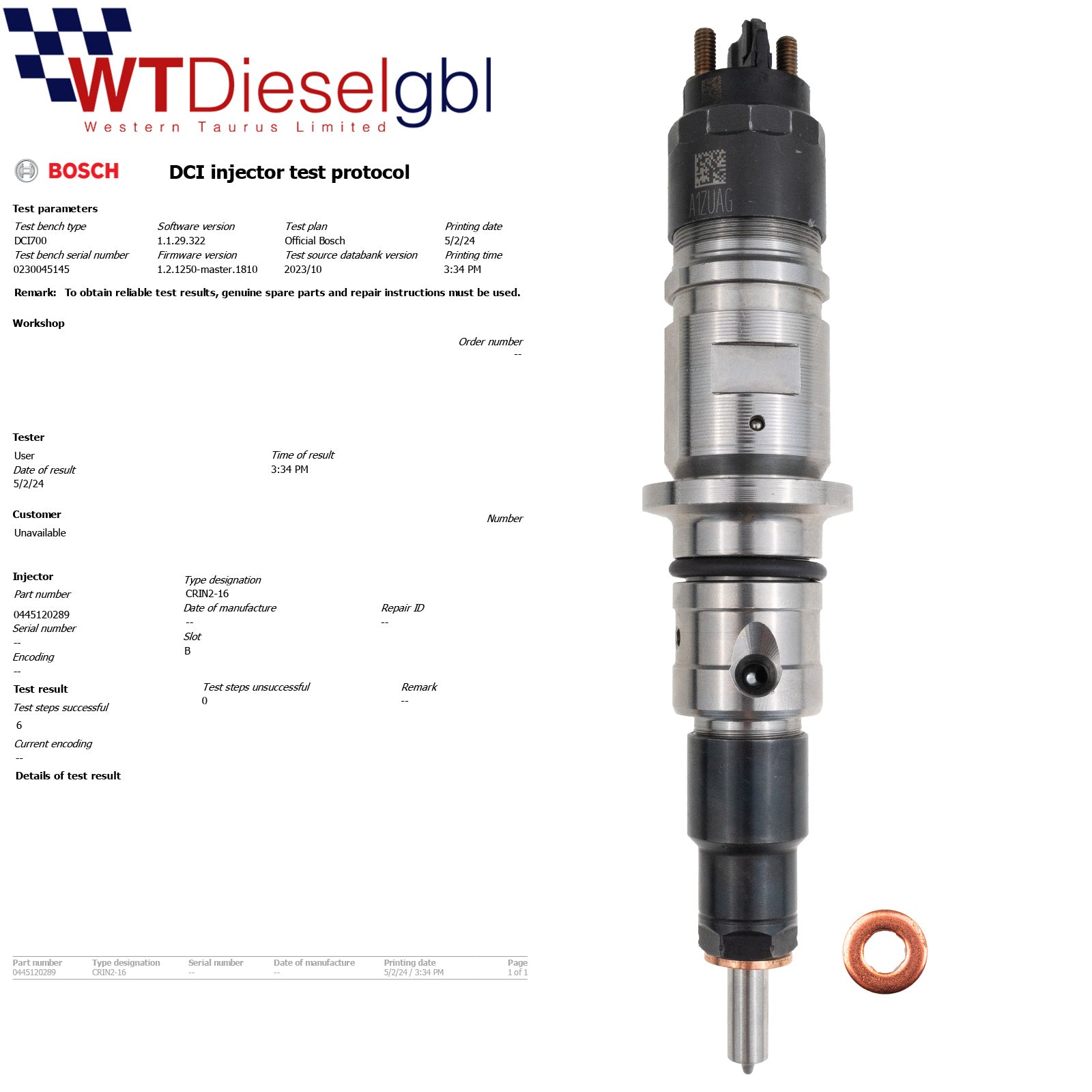 X6 Cummins 0445120289 5268408 | Dieselkraftstoffeinspritzer
