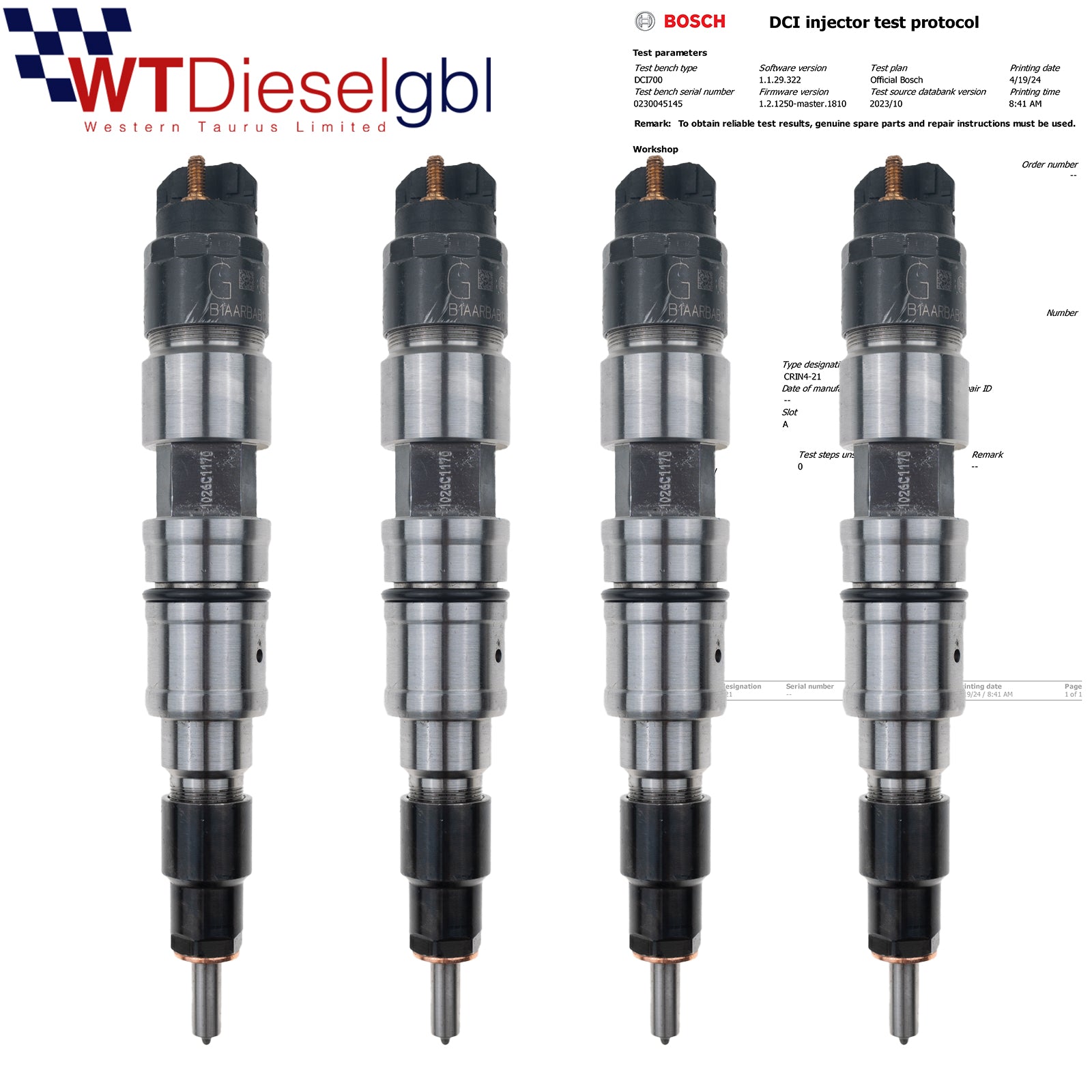 X4 Bosch 837074860 0445124025 AGCO POWER  |6.6 L| Diesel Injector