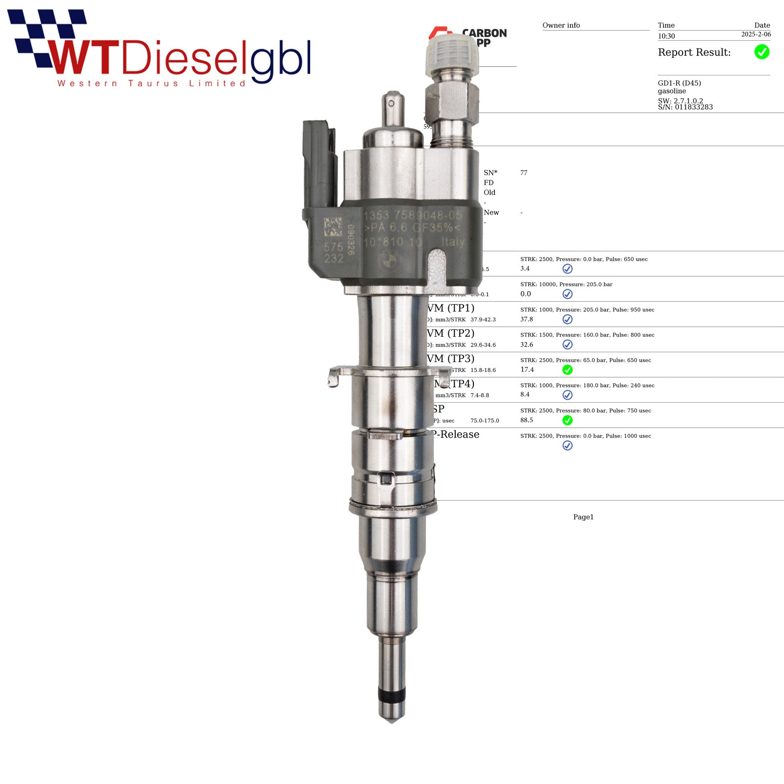 BMW 13537565138-05 13537589048 |3.0L| 6 Cabrio E64 5 E60 Fuel Injector