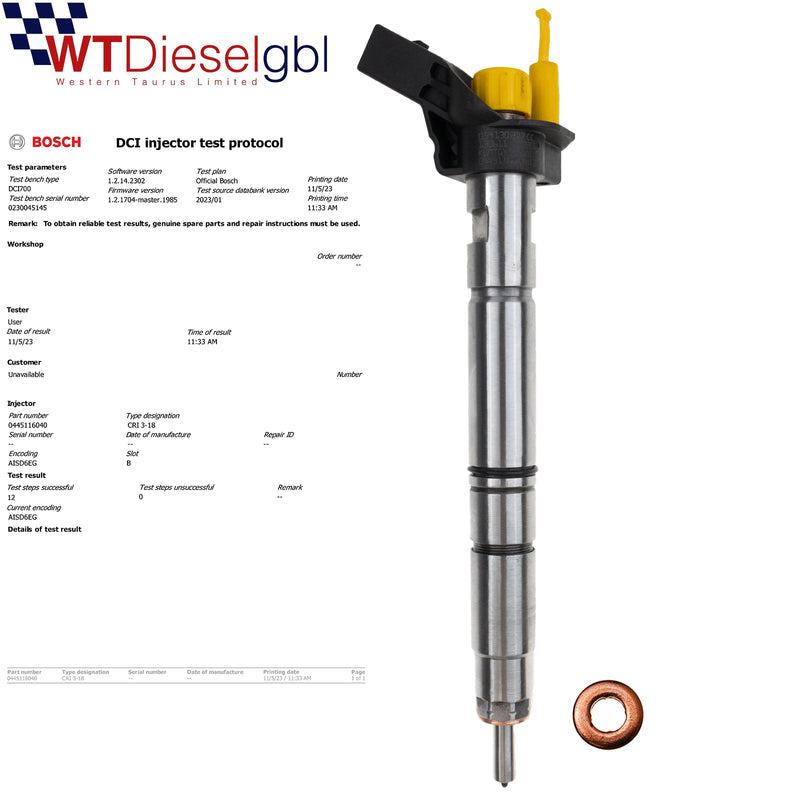 X4 0445116040 AUDI A4 3.0 TDi 059130277CC INJECTEUR DE CARBURANT DIESEL BOSCH