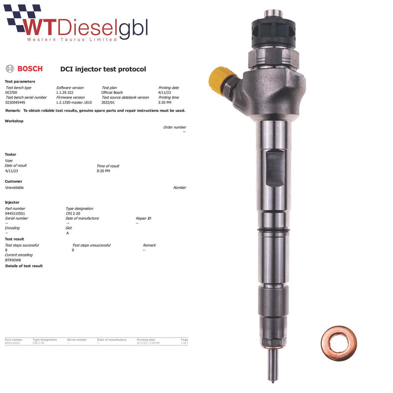 0445110551 INJECTEUR DE CARBURANT DIESEL VOLKSWAGEN 2.0 TDI 03L130277P