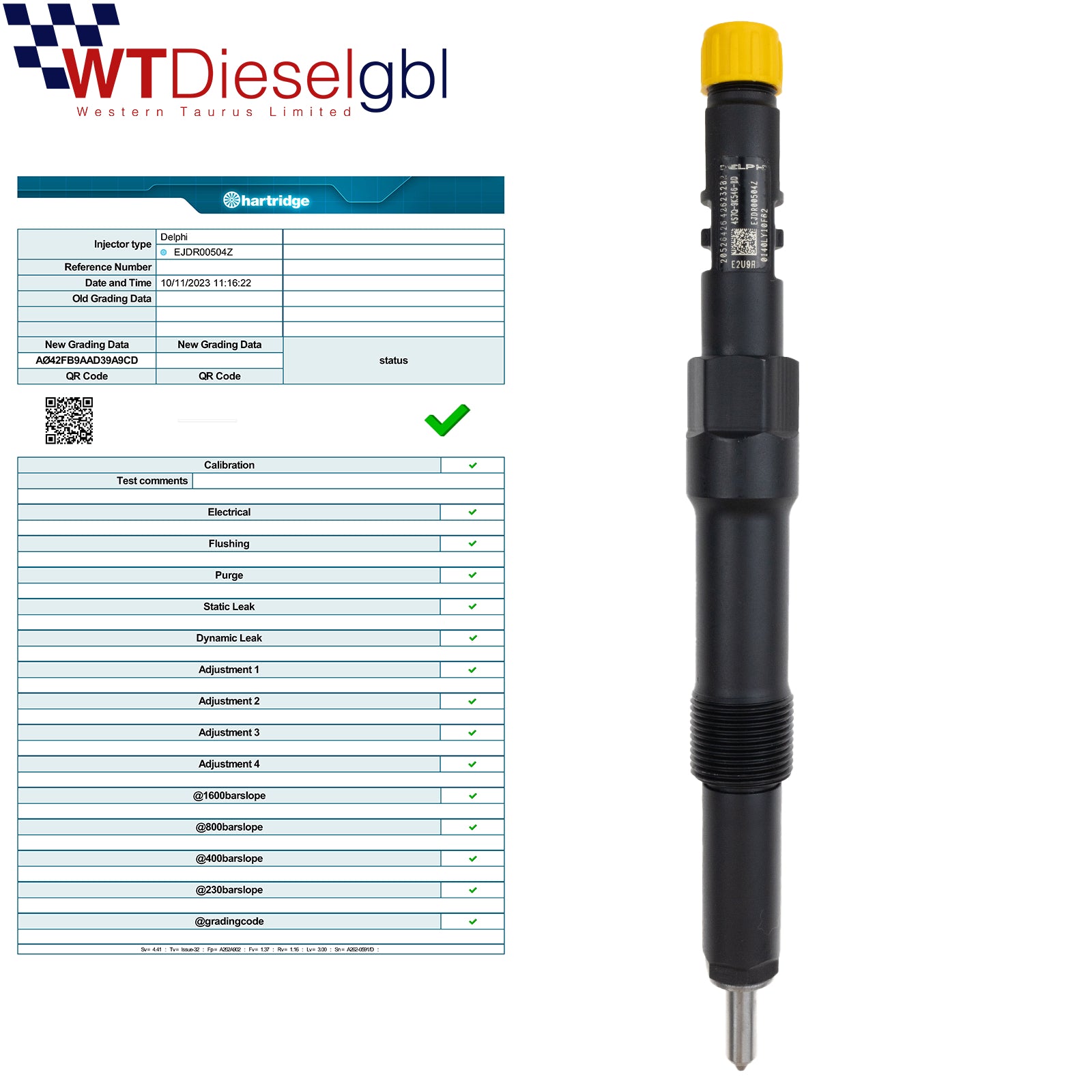 Delphi EJDR00504Z 4S7Q9K546BD |2.0 TDCi| Ford Jaguar Fuel Injector