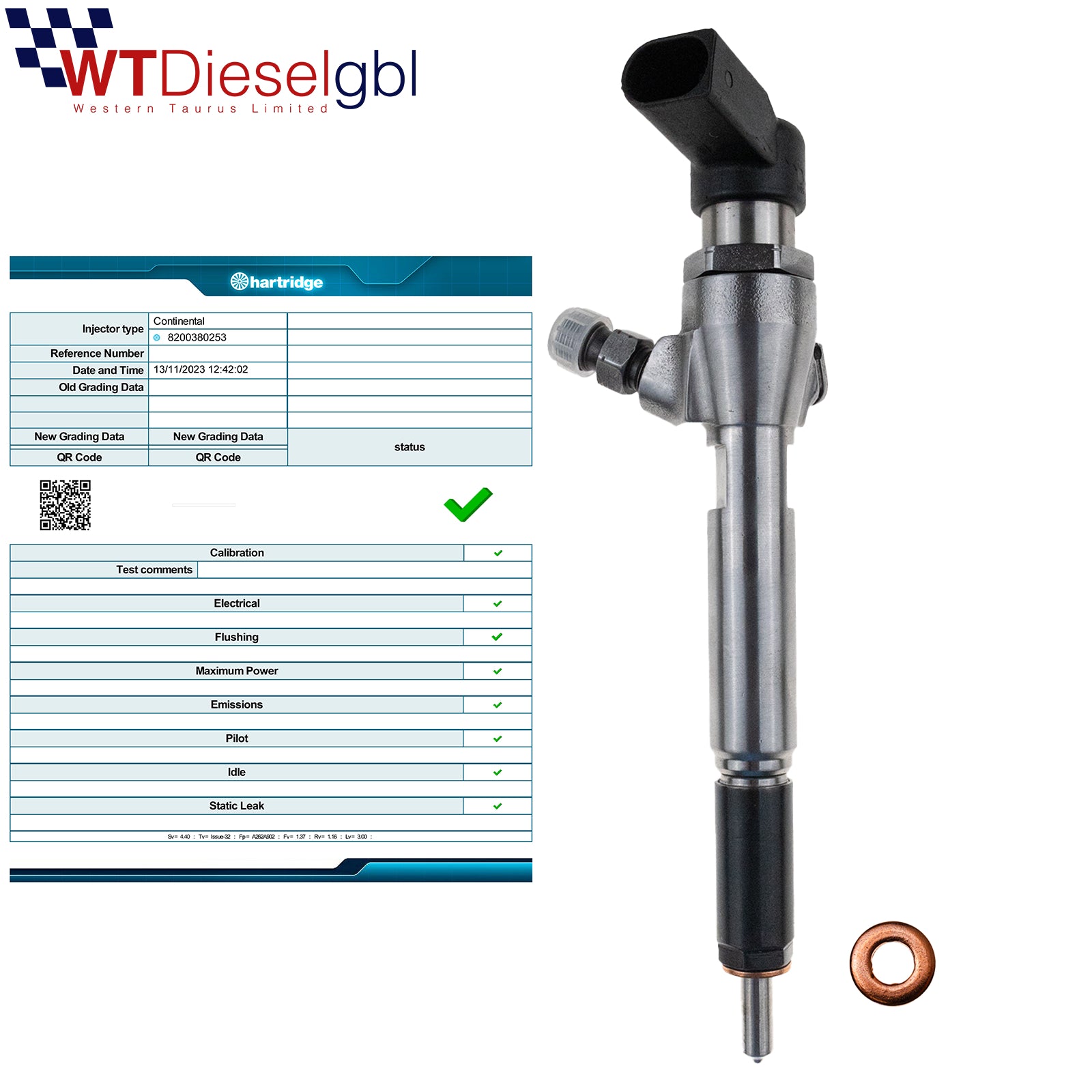 H8200294788 RENAULT NISSAN 1.5 DCI SIEMENS INJECTEUR DE CARBURANT DIESEL 8200380253 5WS40087