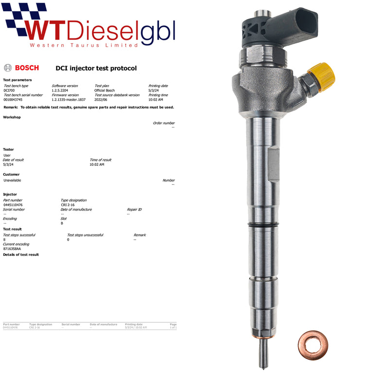 X4 Bosch 0445110476 04L130277AJ |1.6 TDI| Audi Seat Skoda VW Injector