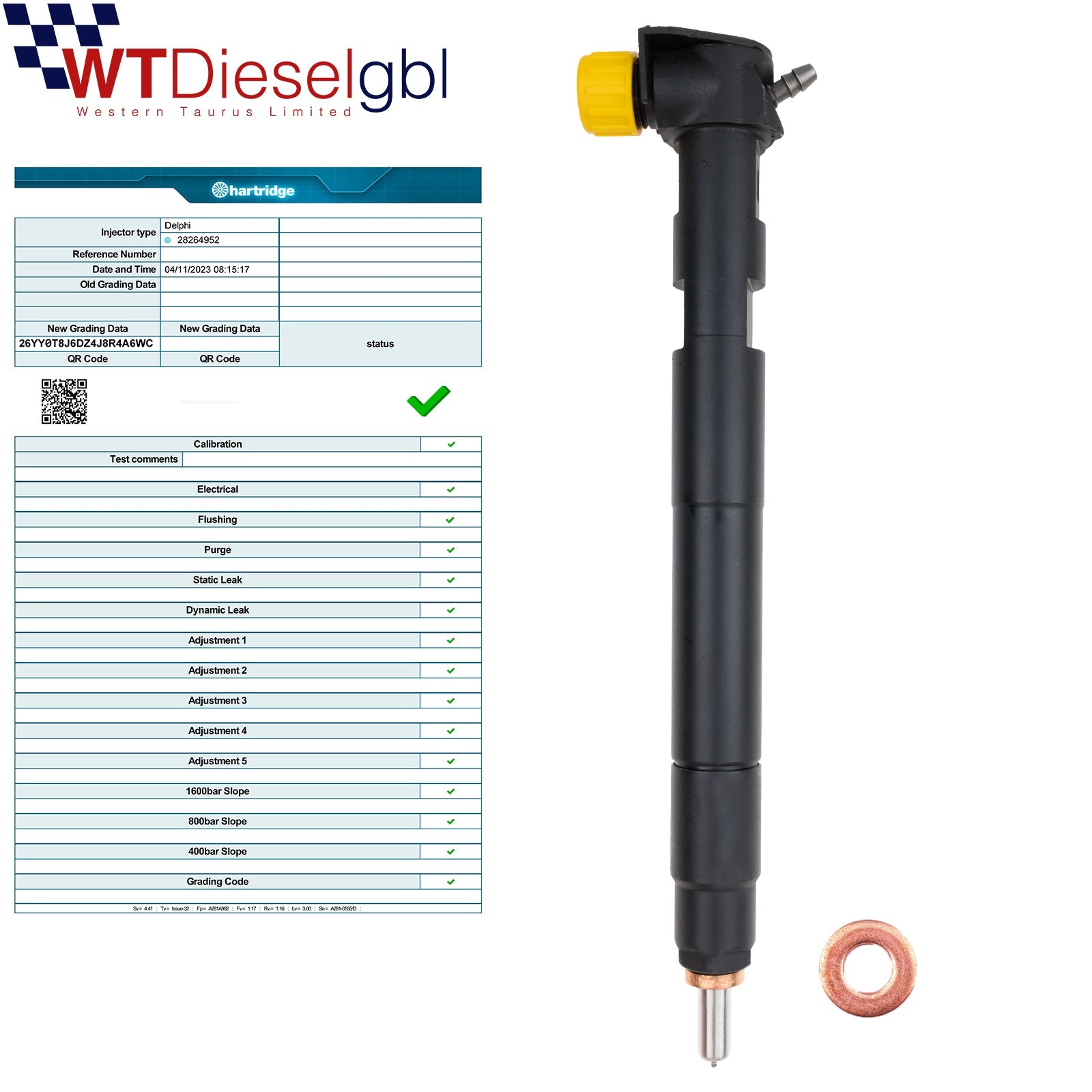 X4 Delphi EMBR00301D 28489562 |2.0 D| Chevrolet Diesel Injector