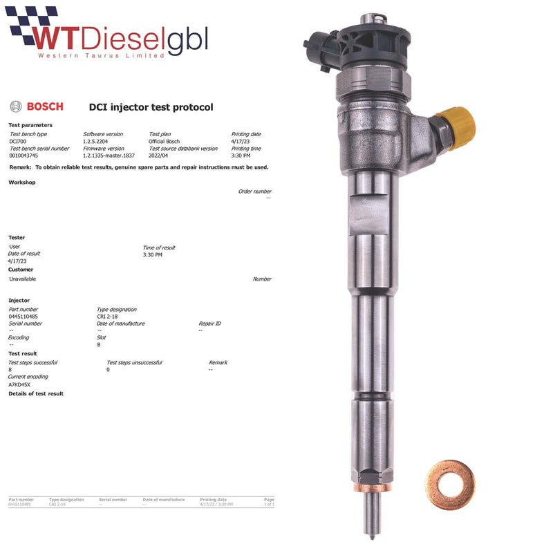 X4 0445110485 INJECTEUR DE CARBURANT DIESEL RENAULT CAPTUR DACIA DUSTER 1.5 DCI 16608399R