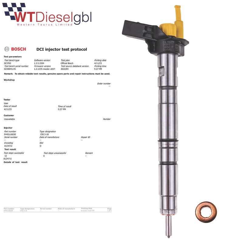 X4 0445116030 03L130277 INJECTEUR DE CARBURANT DIESEL AUDI 2.0TDI BOSCH