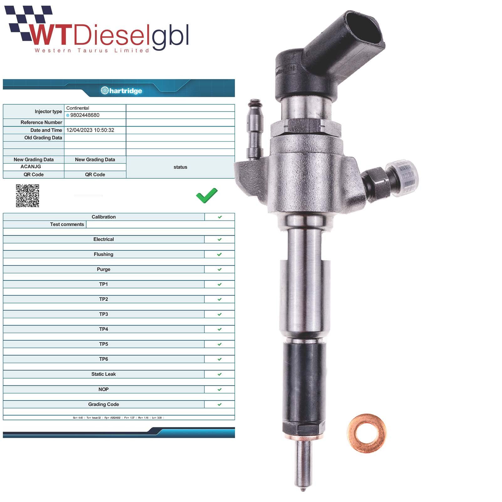 9802448680 CITROEN PEUGEOT 1.6 HDI SIEMENS INJECTEUR DE CARBURANT A2C59513556