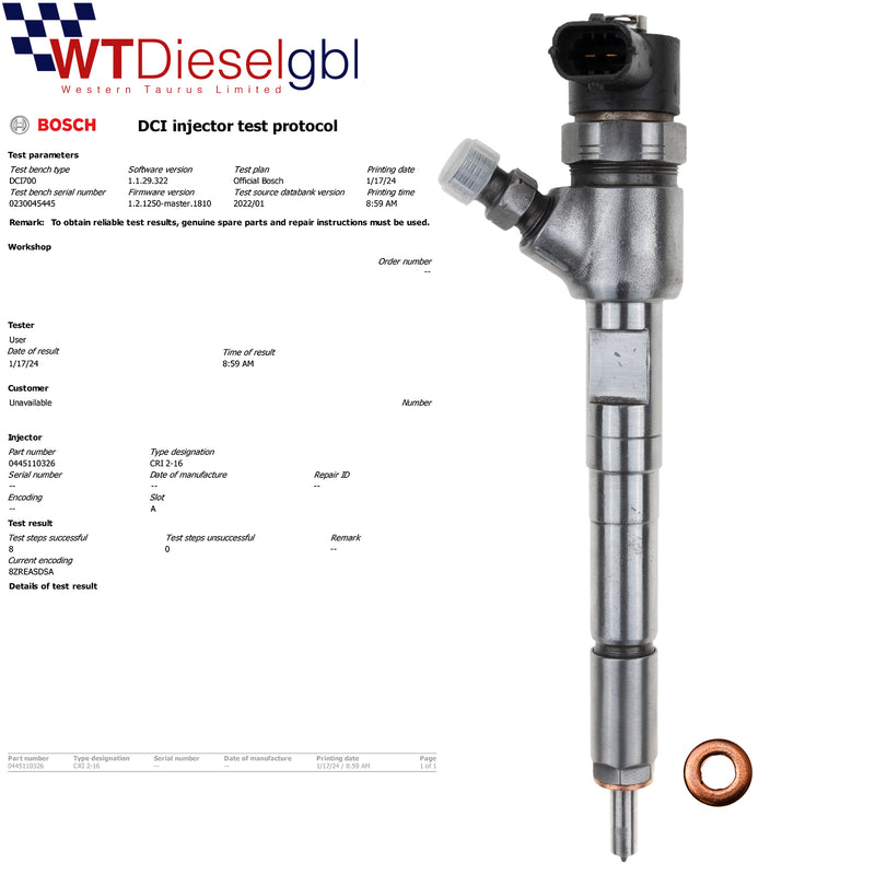 X4 Bosch 0445110326 0986435200 |1.3 CDTI| Injecteur de carburant Opel Chevrolet