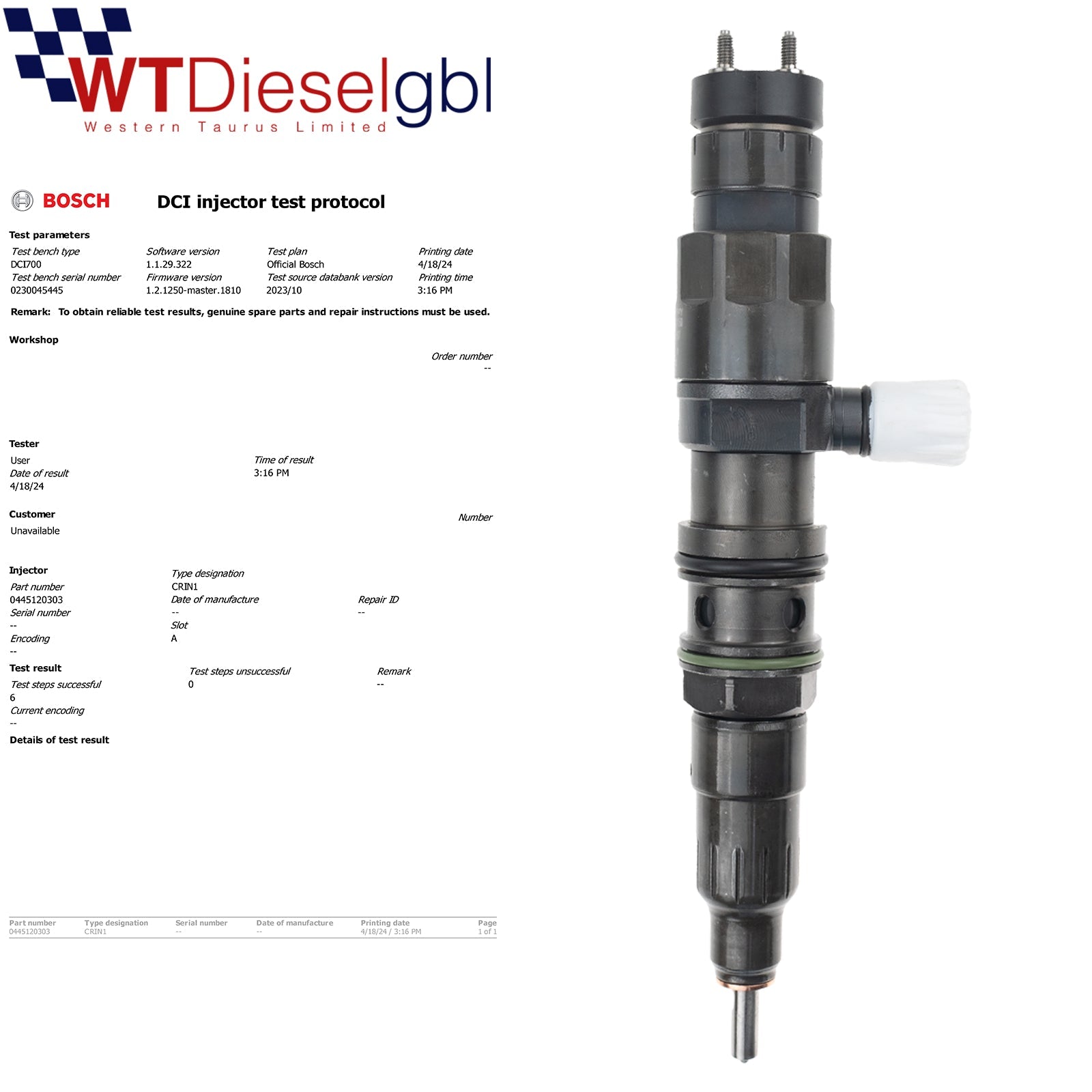 X6 Bosch 0445120303 A4720701187 | Actros MP4 MP5 | Mercedes-Benz Injector